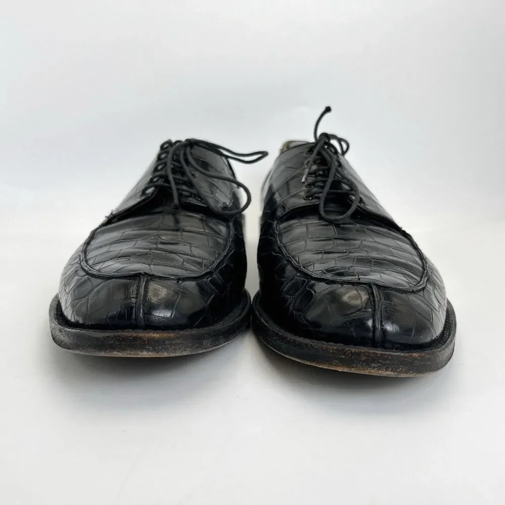 Salvatore Ferragamo CROCODILE ALLIGATOR Dress Shoes Mens Sz 13 Norwegian Split
